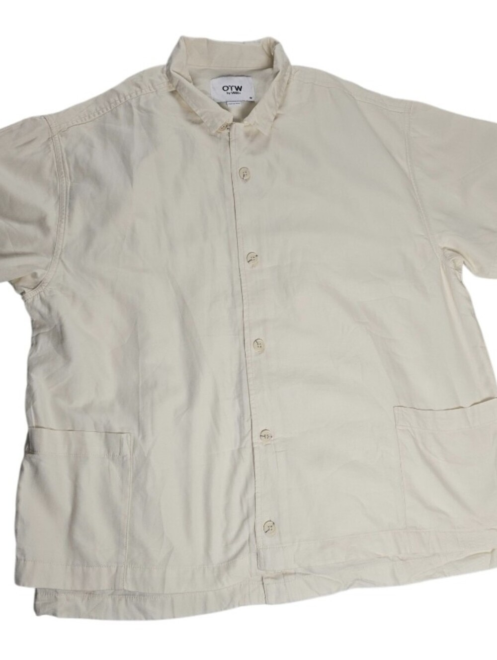OTW by Vans Men’s Size M Ivory Oversized Short Sleeve Button-Up Camp Shirt